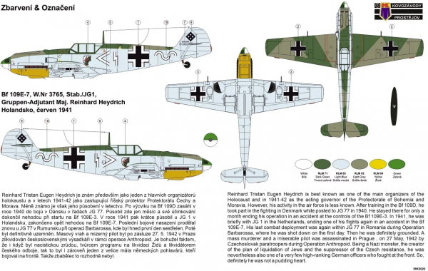 Kovozavody Prostejov CLK0007 Bf 109E-7 Reinhard Heydrich 1/72