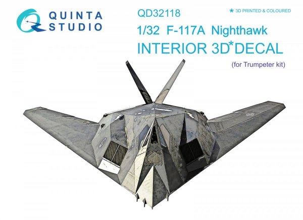 Quinta Studio QD32118 F-117A 3D-Printed &amp; coloured Interior on decal paper (Trumpeter) 1/32
