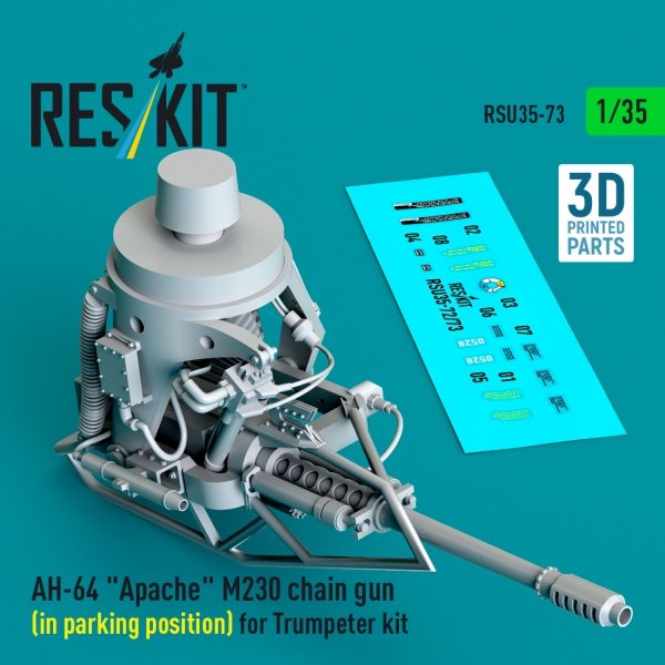 RESKIT RSU35-0073 AH-64 &quot;Apache&quot; M230 chain gun (in parking position) for Trumpeter kit (3D Printed) 1/35
