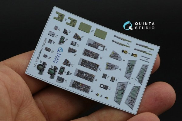 Quinta Studio QD72031 F-14D 3D-Printed &amp; coloured Interior on decal paper (GWH) 1/72
