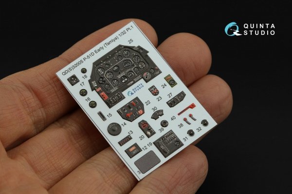 Quinta Studio QDS-32005 P-51D (Early) 3D-Printed coloured Interior on decal paper (Tamiya) (small version) 1/32