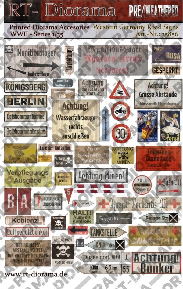 RT-Diorama 35856 Printed Accessories: Road Signs Western Germany 1/35