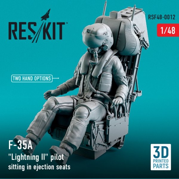 RESKIT RSF48-0012 F-35A &quot;LIGHTNING II&quot; PILOT SITTING IN LATE MODIFICATION EJECTION SEATS (TYPE 1) (3D PRINTED) 1/48