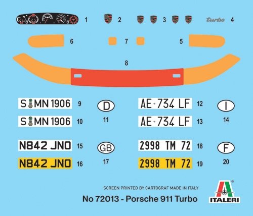 Italeri 72013 Porsche 911 - Complete Set For Modeling - Starter kit 1/24