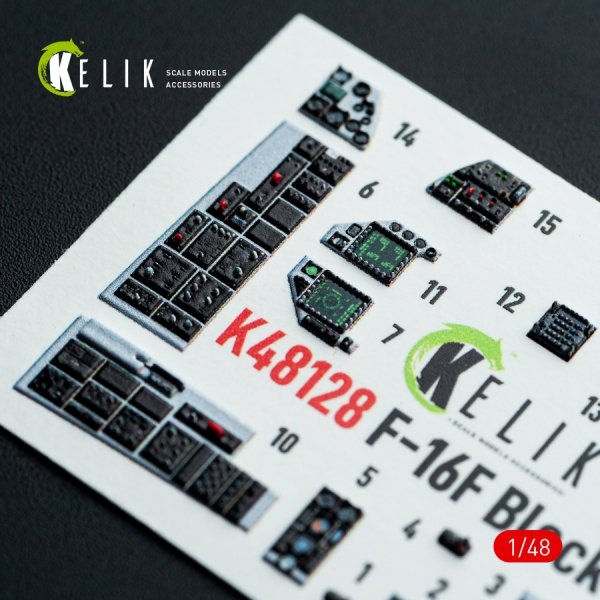 Kelik K48128 F-16F Block 60 - interior 3D decals for Hasegawa kit (1/48)