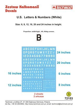 Techmod 72153 - US Letters &amp; Numbers (White) (1:72)
