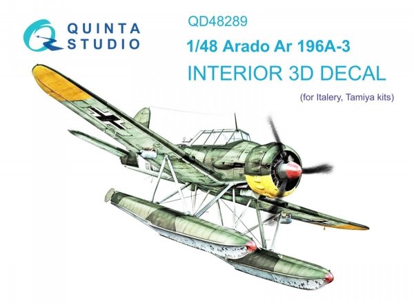 Quinta Studio QD48289 Ar 196A-3 3D-Printed &amp; coloured Interior on decal paper (Italeri) 1/48