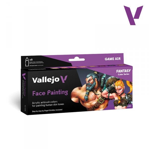 Vallejo 72204 Face Painting - Game Air Set - Fantasy Color Series - human skin tones 8x 18ml