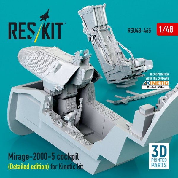 RESKIT RSU48-0465 Mirage-2000-5 cockpit (Detailed edition) for Kinetic kit (3D Printed) (1/48)