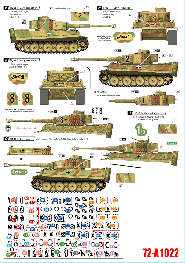 Star Decals 72-A1022 German tanks in Italy # 2. Tigers. 1/72