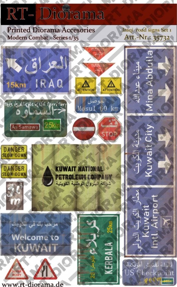 RT-Diorama 35732 Printed Accessories: Iraqi road signs Set No.1 1/35