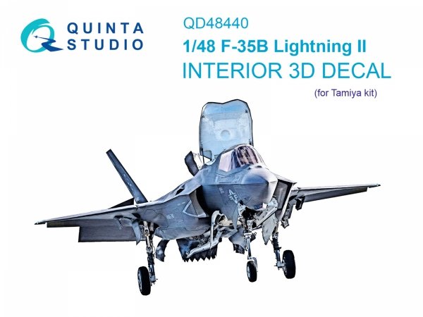 Quinta Studio QD48440 F-35B 3D-Printed &amp; coloured Interior on decal paper (Tamiya) 1/48