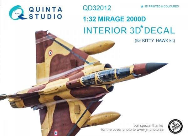 Quinta Studio QD32012 Mirage 2000D 3D-Printed &amp; coloured Interior on decal paper (for Kitty Hawk kit) 1/32