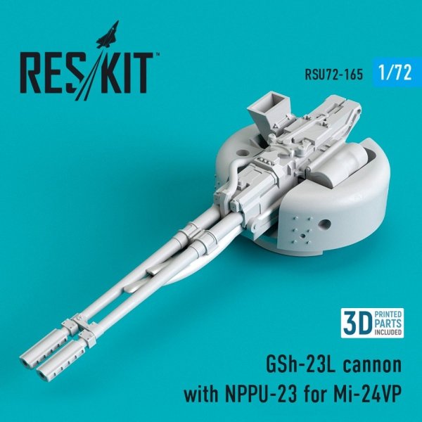 RESKIT RSU72-0165 GSH-23L CANNON WITH NPPU-23 FOR MI-24VP 1/72