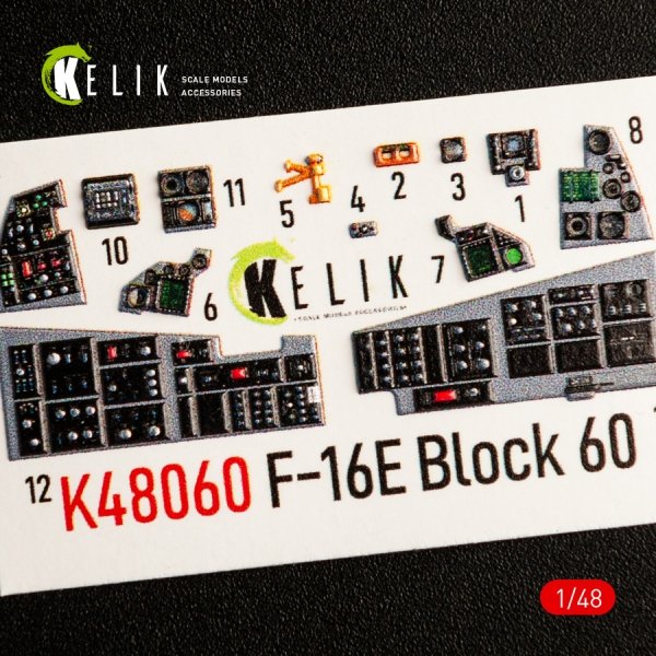 KELIK K48060 F-16E DESERT VIPERS BLOCK 60 INTERIOR 3D DECALS FOR KINETIC KIT 1/48