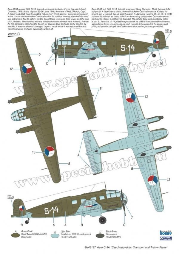 Special Hobby 48197 Aero C-3A 'Czechoslovakian Transport and Trainer Plane' 1/48