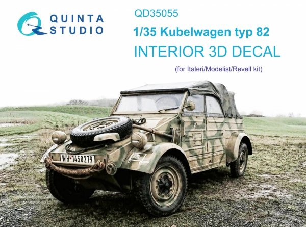 Quinta Studio QD35055 Kubelwagen typ 82 3D-Printed &amp; coloured Interior on decal paper ( Italeri ) 1/35