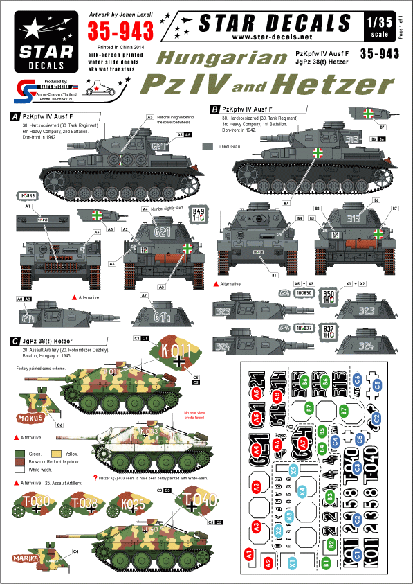 Star Decals 35-943 Hungarian PzKpfw IV and Hetzer 1/35