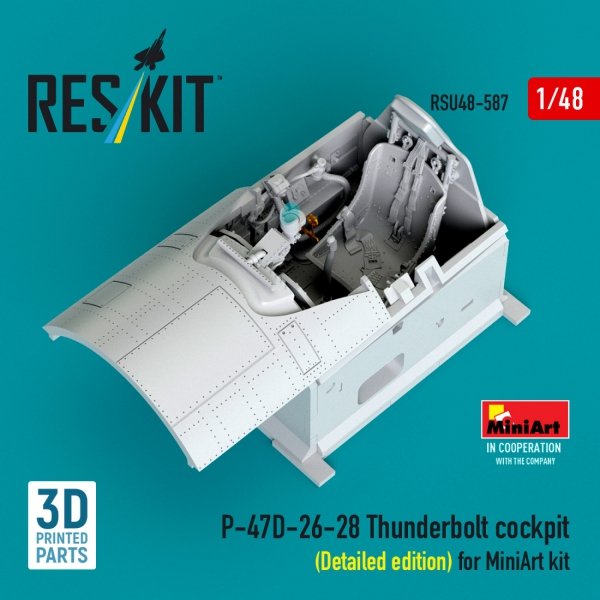 RESKIT RSU48-0587 P-47D-26-28 Thunderbolt cockpit (Detailed edition) for MiniArt kit (3D Printed) (1/48)