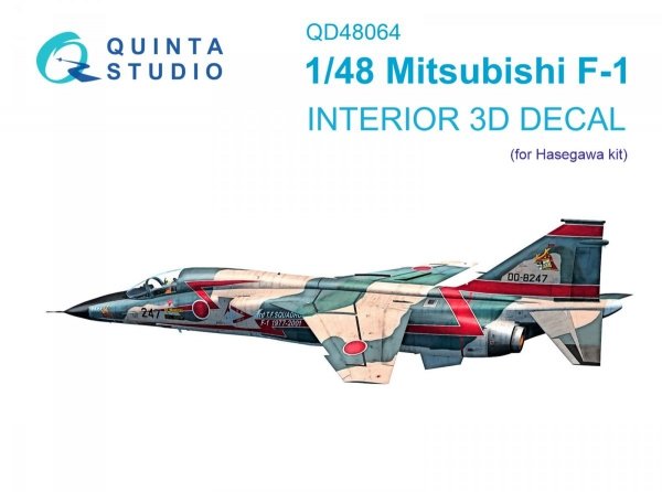 Quinta Studio QD48064 Mitsubishi F-1 3D-Printed &amp; coloured Interior on decal paper (Hasegawa) 1/48