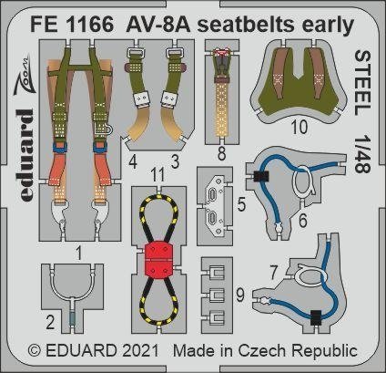 Eduard FE1166 AV-8A seatbelts early STEEL KINETIC 1/48