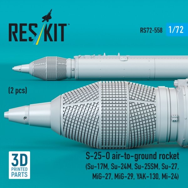 RESKIT RS72-0558 S-25-O air-to-ground rocket (2 pcs) (3D Printed) 1/72