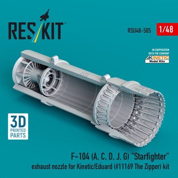 RESKIT RSU48-0505 F-104 (A, C, D, J, G) "Starfighter" exhaust nozzle for Kinetic/Eduard (#11169 The Zipper) kit (3D Printed) 1/48