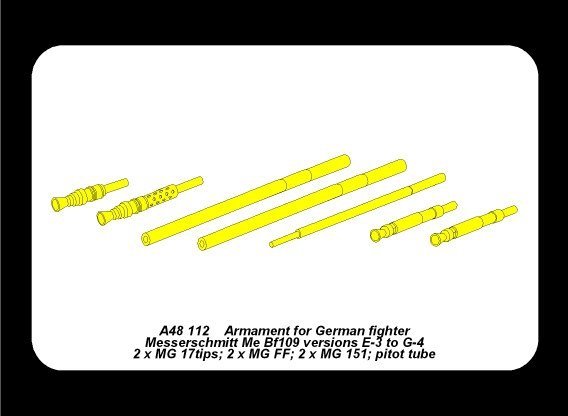 Aber A48 112 Armament for German fighter Me 109E-3 to G-4 (1:48)