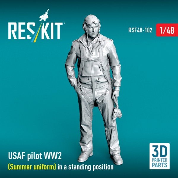 RESKIT RSF48-0102 USAF pilot WW2 (Summer uniform) in a standing position (3D Printed) (1/48)