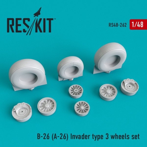 RESKIT RS48-0262 B-26 (A-26)  Invader type 3 wheels set 1/48