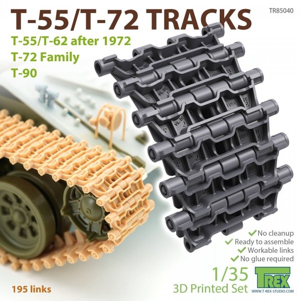T-Rex Studio TR85040 T-55/T72 Tracks for T-55/62 after 1972/T-72 Family/T-90 1/35
