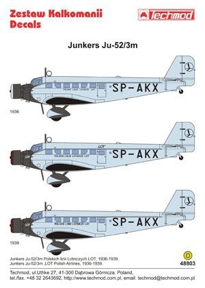 Techmod 48803 - Junkers Ju 52/3m (1:48)