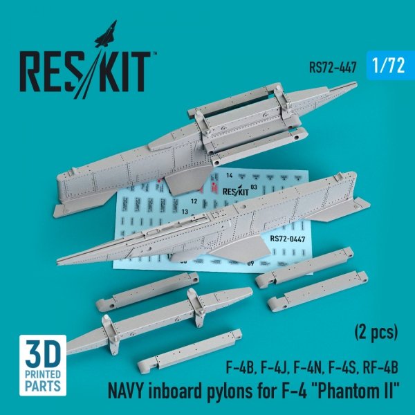RESKIT RS72-0447 NAVY INBOARD PYLONS FOR F-4 &quot;PHANTOM II&quot; (2 PCS) (3D PRINTED) 1/72