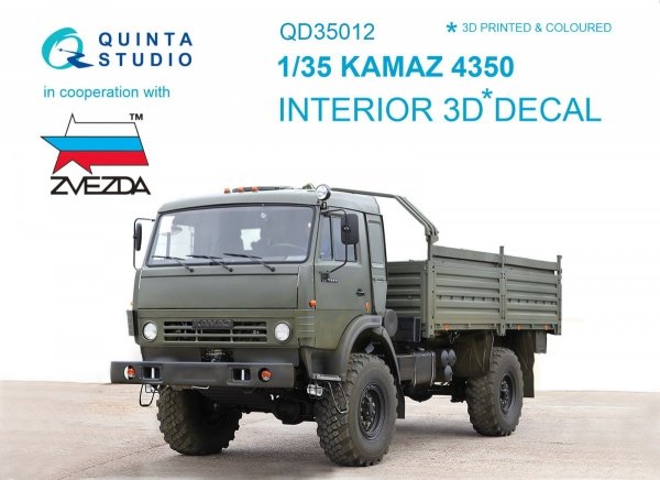 Quinta Studio QD35012 KAMAZ 4350 Mustang Family 3D-Printed &amp; coloured Interior on decal paper (for Zvezda kits) 1/35