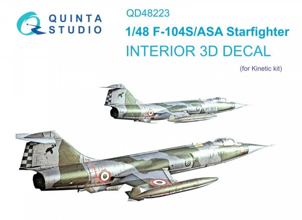 Quinta Studio QD48223 F-104S/ASA 3D-Printed &amp; coloured Interior on decal paper (Kinetic) 1/48