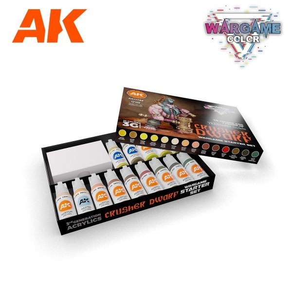 AK Interactive AK11769 CRUSHER DWARF – WARGAME STARTER SET – 14 COLORS &amp; 1 FIGURE