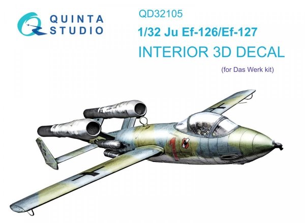 Quinta Studio QD32105 Ju EF 126/EF 127 3D-Printed &amp; coloured Interior on decal paper (Das Werk) 1/32