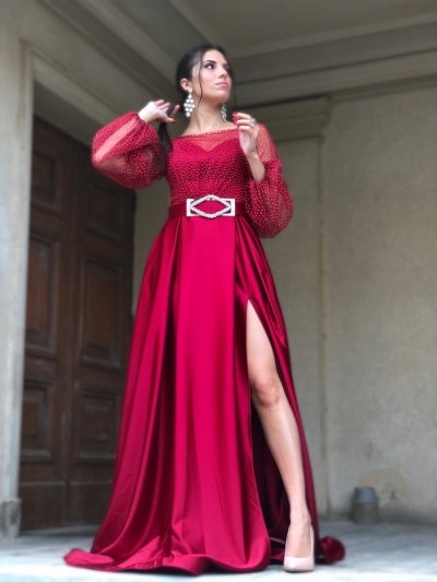 Vestito rosso - Da cerimonia - Con spacco