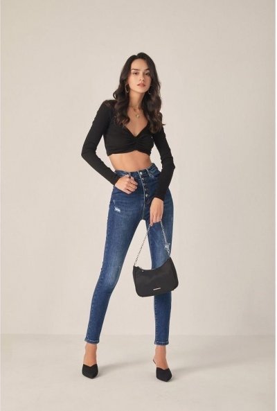 Jeans skinny - Vita alta - Strappati