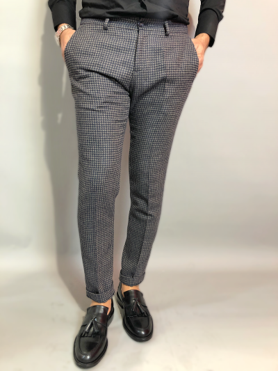  Spodnie męskie, mikro wzór - Chinos - Paul Miranda - Made in Italy