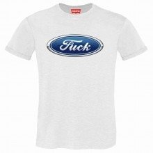 T-shirt - Biała - Z nadrukiem - Fuck