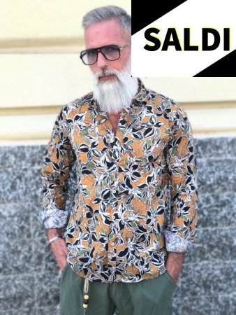Koszula męska w kolorowe kwiatki - Slim 