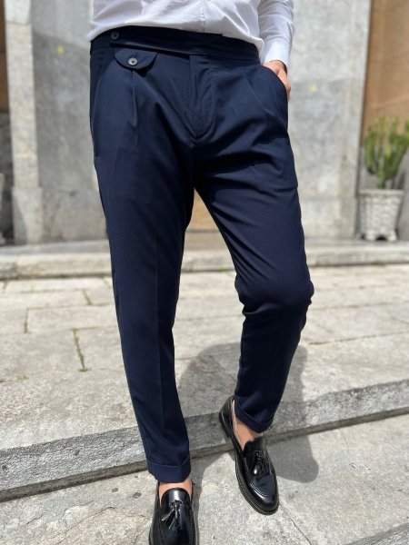Pantaloni uomo slim, con pinces - Made in Italy - Gogolfun.it