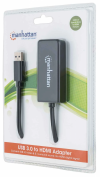 Kabel adapter Manhattan Super Speed USB 3.0 na HDMI M/F 1080p, czarny