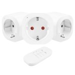 Gniazdka sterowane pilotem GreenBlue GB313 F, 3szt, programowalne, zasięg do 30m, 220-240V AC, 50/60Hz, 16A, 433MHz