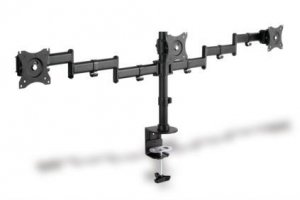 Stojak biurkowy potrójny z zaciskiem DIGITUS, 3xLCD, max. 27&quot;, max. obciążenie 8kg, uchylno-obrotowy 360°
