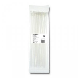 Opaska zaciskowa Qoltec | 7.2*350 | 50szt | nylon UV | Biała