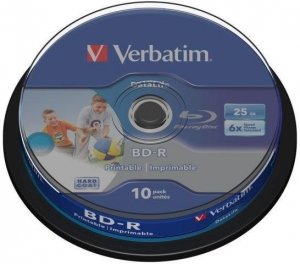 Płyty BD-R Verbatim 25 GB Printable SL Datalife Cake 10 Szt