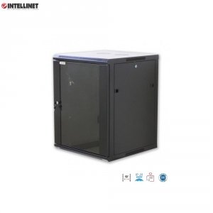 Szafa wisząca, zmontowana Intellinet 12U, 600x450, Rack 19&quot;, szklane drzwi, czarna