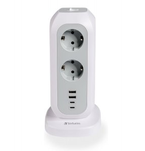 OUTLET: Listwa zasilająca Verbatim EUPT-01 EU Power Tower 11xAC 2xUSB 2xUSB-C - USZ OPAK